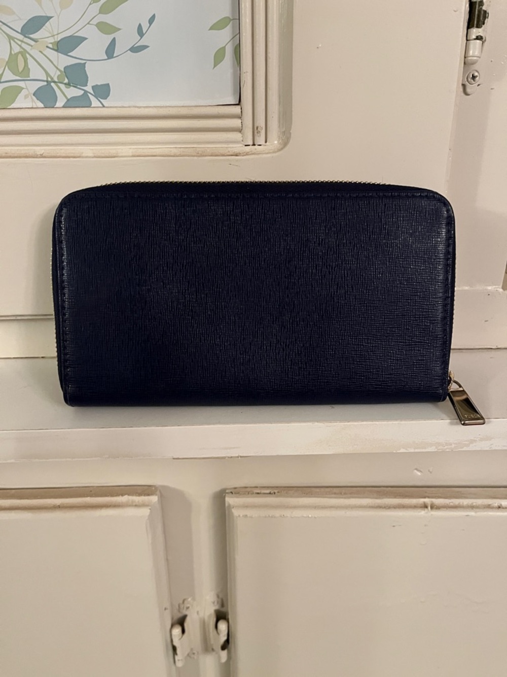 Furla Navy Saffiano Leather Zip Wallet - Picture 2 of 9